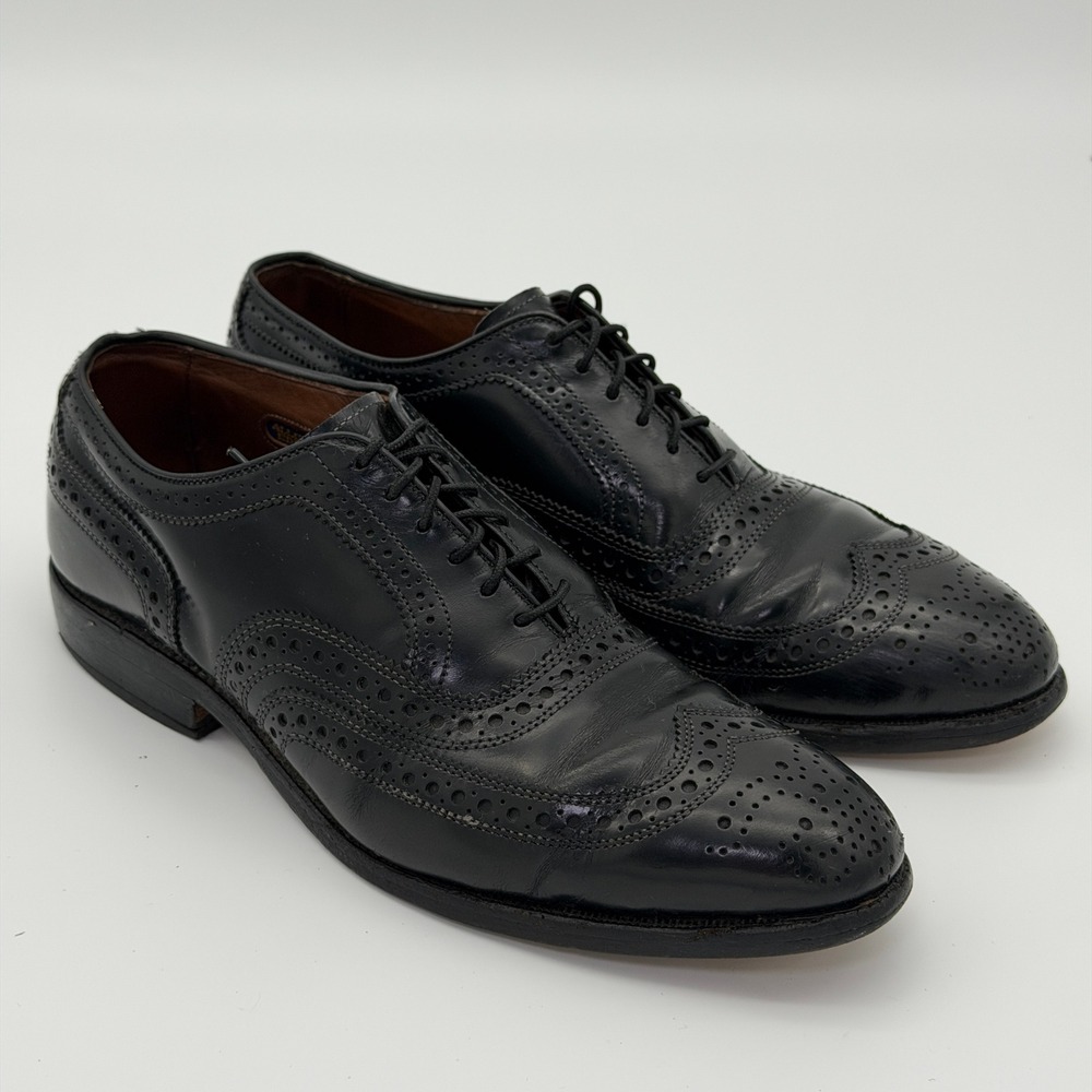 Allen Edmonds McAllister Black Leather Wingtip Oxford Shoes Mens 7 D‎ 6215